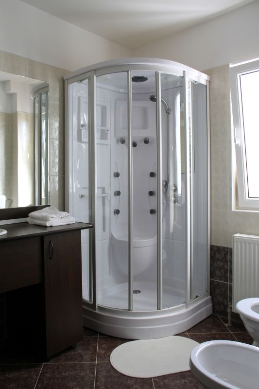 Corner Shower with Glass Walls